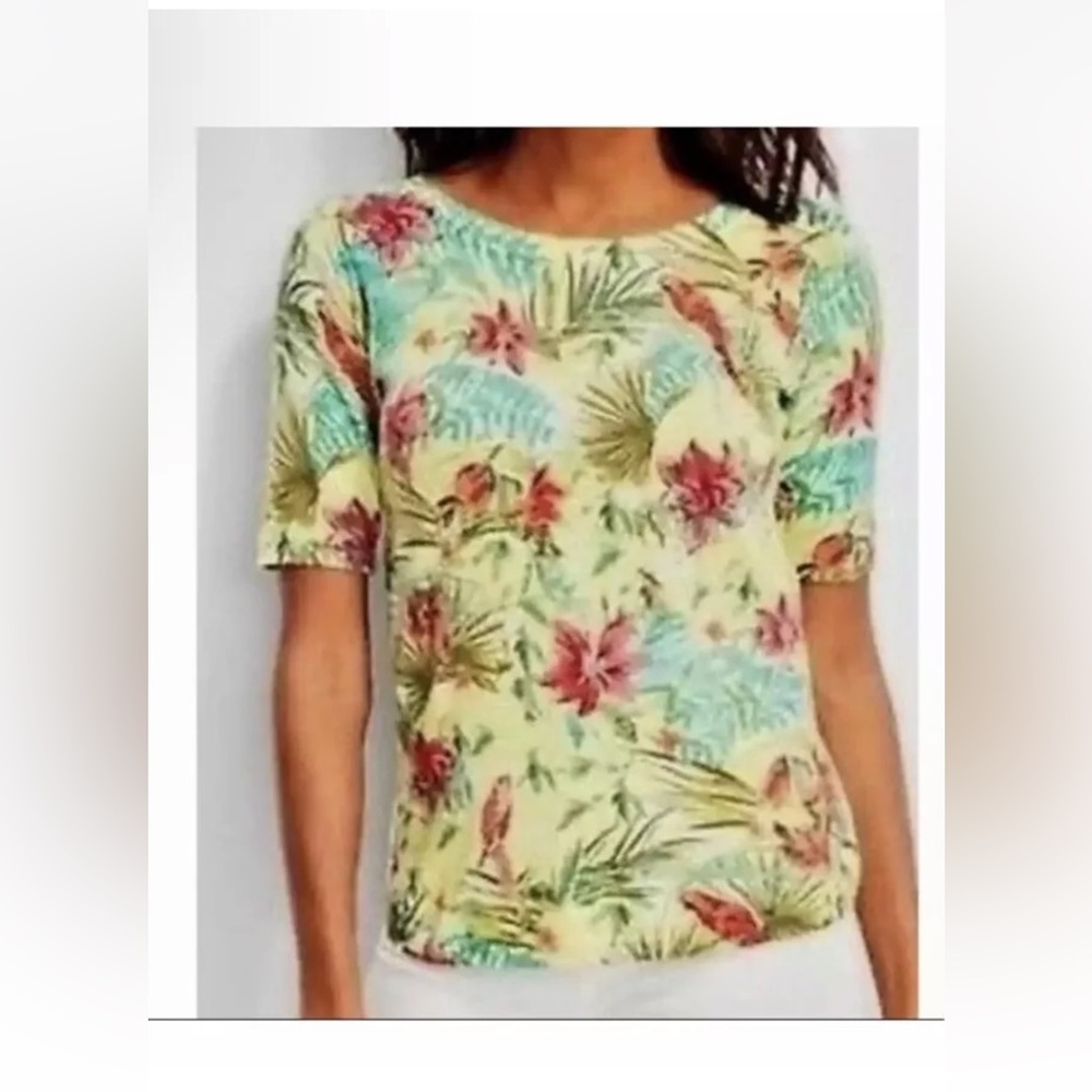 Talbots Tropical Parrot Bird Sweater Blouse Size P (2)